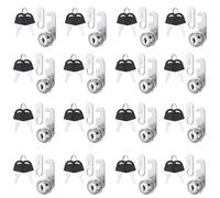 Cobenga Serratura per cassetta delle lettere, 16 pezzi, serratura di sicurezza da 20 mm, 1 serratura per cassetta delle lettere con 2 chiavi e vite, serratura a camme per cassetti dell'armadio viene