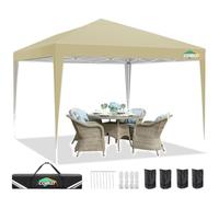 COBIZI 3x3 Gazebo Esterno Resistente, Gazebo 3x3 Pieghevole Impermeabile, Protezione UV 50 + Gazebo Giardino, Gazebo auto con 4 sacchi di sabbia, perspiaggia, Campeggio, Feste, Mercato(Cachi)