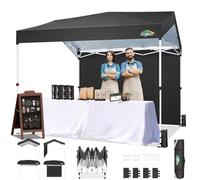 COBIZI Baldacchino pop-up 10 x 10 con 1 parete laterale, baldacchino esterno installazione a spinta e 3 altezze regolabili, impermeabile e UFP50+, gazebo commerciale per feste in giardino e strada