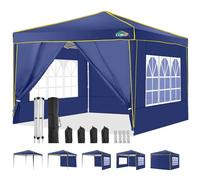 COBIZI Gazebo 3 x 3 impermeabile, stabile, resistente all'inverno, per feste, gazebo pieghevole, 3 x 3 cm, con 4 pannelli laterali, 100% impermeabile e UV 50+, portatile, portatile, di fascia alta