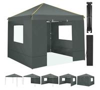COBIZI Gazebo 3 x 3 impermeabile, stabile, resistente all'inverno, pieghevole, 3 x 3 cm, con 4 pannelli laterali, finestra in rete contro gli insetti, 100% impermeabile e resistente ai raggi UV 50+,