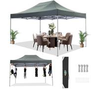 COBIZI Gazebo 3 x 4,5 cm, impermeabile, stabile, resistente all'inverno, 3.0, gazebo pieghevole, 3 x 4,5, protezione UV, senza pareti laterali, per festival, colore grigio
