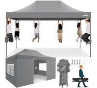 COBIZI Gazebo 3 x 4,5, Impermeabile, Stabile, Resistente All'Inverno 2.0, Tenda da Giardino Con 4 Parti Laterali, Protezione UV, per Festival e Feste, Grigio