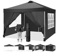 COBIZI Gazebo 3x3 Esterno Resistente Con 4 Pannelli Laterali, Pieghevole Impermeabile, Protezione UV 50+, Altezza Regolabile - Per Giardino, Auto, Feste, Mercato, Campeggio (Nero)