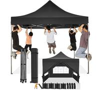 COBIZI Gazebo 3x3,Esterno Resistente con Parete Laterale e Sacchi di Sabbia,Esterno Pieghevole Impermeabile Gazebos da Giardino,Tendone Padiglione Pop Up per Feste Campeggio (3 per 3m Nero)