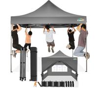 COBIZI Gazebo 3x3,Esterno Resistente con Parete Laterale e Sacchi di Sabbia,Esterno Pieghevole Impermeabile Gazebos da Giardino,Tendone Padiglione Pop Up per Feste Campeggio (3 per 3m Grigio)