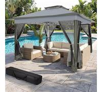 COBIZI Gazebo 3x3 Impermeabile e Stabile, Gazebo Pieghevole Pop-Up con Pareti Laterali e Zanzariera, Tenda per Feste, Pieghevole a Doppia Copertura per Giardino, Grigio Scuro