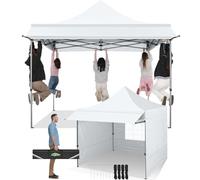 COBIZI Gazebo 3x3 Pieghevole Impermeabile con Parasole e Pannelli Laterali UV50+ Gazebo Esterno Resistente 3x3 Tendone da Esterno Tenda per Giardino Auto Campeggio Spiaggia Fiere(3 per 3m Bianco)