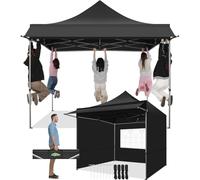 COBIZI Gazebo 3x3 Pieghevole Impermeabile con Parasole e Pannelli Laterali UV50+ Gazebo Esterno Resistente 3x3 Tendone da Esterno Tenda per Giardino Auto Campeggio Spiaggia Fiere(3 per 3m Nero)