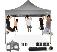 COBIZI Gazebo 3x3 Pieghevole Impermeabile a Freddo con 4 Pezzi Pareti Laterali borsa per ruote, Mercato Trading Evento Festival Campeggio Giardino, Grigio