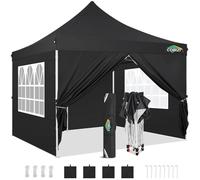 COBIZI Gazebo 3x3 Pieghevole Impermeabile con 4 Parti Laterali, UV 50+ Gazebo da Giardino Tenda Padiglione Pop up con 4 Sacchi di Sabbia, per Campeggio, Festival, Feste