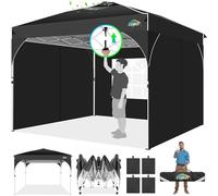 Cobizi Gazebo 3x3 Pieghevole Impermeabile Esterno Resistente Con Pareti Laterali E Striscia Riflettente (Nero)