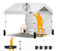 COBIZI Gazebo 3x3 Pieghevole Impermeabile Pop-up One-touch,Garage Auto per Esterno con 1 Parete Laterale,Gazebo Pieghevole 3x3 per Campeggio Spiaggia Giardino Commerciale,Tendone(3 per 3m Bianco)