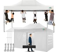 COBIZI Gazebo 3x4,5,Esterno Resistente con 4 Parete Laterale,Esterno Pieghevole Impermeabile Gazebos da Giardino,Tendone Padiglione Pop Up per Feste Campeggio (3 per 4,5m Bianco)