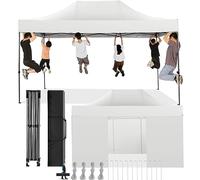 COBIZI Gazebo 3x4,5 Pieghevole Impermeabile Con Parete Laterale, Resistente, Tende, Tendone Padiglione Pop Up per Feste Campeggio (3 per 4,5m Bianco)