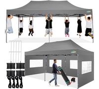 COBIZI Gazebo 3x6,Esterno Resistente con Parete Laterale e Sacchi di Sabbia,Esterno Pieghevole Impermeabile Gazebos da Giardino,Tendone Padiglione Pop Up per Feste Campeggio (3 per 6m Grigio)