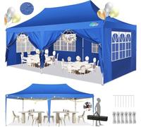 COBIZI Gazebo 3x6 Pieghevole Impermeabile con 6 Parete Laterale,Blu