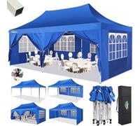COBIZI Gazebo 3x6 Pieghevole Impermeabile con 6 Parete Laterale, Gazebo Esterno resistente 3x6 per Feste Campeggio Spiaggia Giardino Commerciale, Tendone Portatile(3 per 6m Blu)