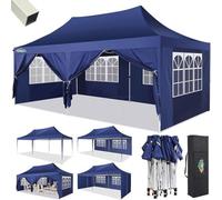 COBIZI Gazebo 3x6 Pieghevole Impermeabile con 6 Parete Laterale, Gazebo Esterno resistente 3x6 per Feste Campeggio Spiaggia Giardino Commerciale, Tendone Portatile(3 per 6m Blu Scuro)
