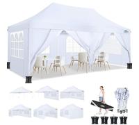 COBIZI Gazebo 3x6 Pieghevole Impermeabile con 6 Parti Laterali, UV 50+ Gazebo da Giardino Tenda Padiglione Pop up con 4 Sacchi di Sabbia, per Campeggio, Festival, Feste