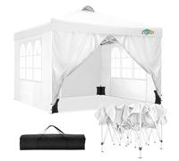 COBIZI Gazebo da giardino, 3 x 3 m, impermeabile, stabile, resistente all'inverno, pieghevole, con sfiato, 4 parti laterali, 4 sacchi di sabbia, regolabile in altezza, pieghevole, Bianco