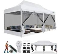 COBIZI Gazebo da giardino 3x6 m pieghevole impermeabile e stabile, con 6 zanzariere, Oxford 420D, protezione UV UPF 50+, montaggio rapido, altezza regolabile, borsa con ruote, Bianco