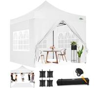 COBIZI Gazebo Esterno Resistente,Gazebo 3x3 Pieghevole Impermeabile a Freddo con 4 Pezzi Pareti Laterali + 4 Sacchi di Sabbia, Mercato Trading Evento Festival Campeggio Giardino, Bianco
