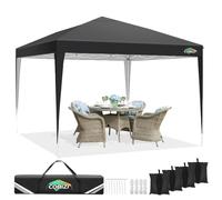 COBIZI Gazebo pieghevole, 3 x 3 cm, impermeabile, stabile, 3 x 3, gazebo da giardino, protezione UV 50 + gazebo pieghevole, 3 x 3 m, con 4 sacchi di sabbia, per campeggio, spiaggia, riunioni di