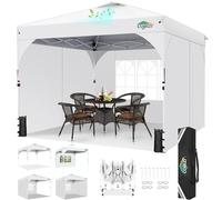 COBIZI Gazebo pieghevole 3 x 3 cm, impermeabile, stabile e invernale, gazebo pieghevole per feste, con protezione UV 50 + regolabile in altezza con sfiato e 3 pezzi di tessuto e 4 sacchi di sabbia,