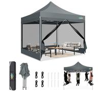 COBIZI Gazebo pieghevole 3x3 m robusto, tenda impermeabile con zanzariera, barnum professionale, altezza regolabile, facile installazione con borsa di trasporto (grigio)