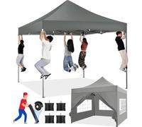 COBIZI Gazebo Pieghevole 3x3m Impermeabile Robusto Resistente all'Inverno 2.0, Gazebo da Giardino Pieghevole 3 Altezze Regolabili, con 4 Pareti Laterali e 4 Sacchi di Sabbia, Grigio