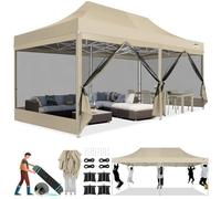 COBIZI Gazebo pieghevole 3x6 m con zanzariere, impermeabile e stabile