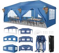 COBIZI Gazebo pieghevole 3x6m, impermeabile, resistente all'inverno, pop-up pieghevole 3x6m, con 6 bordi laterali, 3 altezze regolabili, protezione UV, per feste, mercato, eventi all'aperto