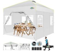 COBIZI Gazebo pieghevole da 3 x 3 m, impermeabile, stabile e invernale, per feste, gazebo pop-up, tenda pieghevole con 4 aperture di ventilazione laterali, per mercato, eventi all'aperto, bianco