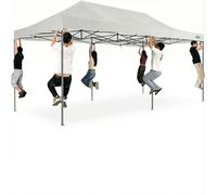 COBIZI Gazebo pop-up robusto, con 6 pareti laterali, facile da montare, per eventi all'aperto, 100% impermeabile, regolabile in 3 posizioni con borsa per il trasporto su ruote, colore: bianco