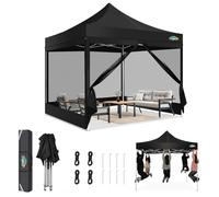 COBIZI Tenda a baldacchino 10 x 10 resistente, gazebo pop-up con rete schermata, baldacchino impermeabile Ez up con pareti laterali, tenda da esterno a schermo istantaneo per campeggio, cortile