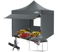COBIZI Tenda a baldacchino pop-up con tenda e pareti laterali, resistente e commerciale, 10 x 10 FT, impermeabile, UPF 50+, per esterni, feste, mercati (grigio)