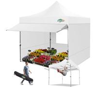 COBIZI Tenda a baldacchino pop-up con tenda e pareti laterali, resistente e commerciale, 10 x 10 FT, impermeabile, UPF 50+, per esterni, feste, mercati (bianco)