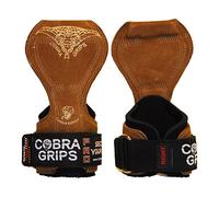 Cobra Grips Pro Guanti per sollevamento pesi, cinghie resistenti, ganci per sollevamento pesi, regolabili, in neoprene, imbottiti, supporto per il polso per bodybuilding (A PRO in pelle marrone)