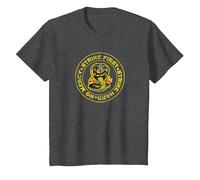 Cobra Kai Colpire Il Logo del Primo Cerchio Maglietta, Bambini, Grigio Scuro, 12 Anni