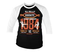 Cobra Kai Licenza Ufficiale all Valley Karate Championship Baseball 3/4 Maniche Maglietta (Nero)
