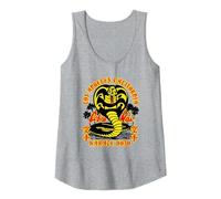 Cobra Kai Logo di Karate Dojo Canotta, Donna, Grigio Melange, S