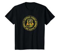 Cobra Kai Strike First Circle Logo Maglietta, Bambini, Nero, 10 Anni