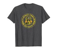 Cobra Kai Strike First Circle Logo Maglietta, Uomo, Grigio Scuro, M