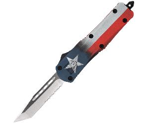 CobraTec Medium FS-3 Cerakote Bandiera del Texas Tanto Seghettato 06CT113