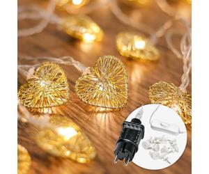 Cobus CozyHome Lucine led decorative Cuore - 5 metri & 20 LED in bianco caldo I Con spina I Per interni I Filo led decorative Fairy lights Lucette decorazioni Luci natale interno