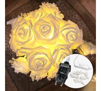 Cobus CozyHome Lucine led decorative rose - 5 metri & 20 fiori LED bianco caldo I Con spina I Filo led decorative Fairy lights Lucette decorazioni Luci natale interno Luce decorativa floreale piccole