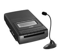Coby Lettore di cassette portatile e registratore a cassette con microfono integrato e registrazione one-touch con arresto automatico, microfono esterno a braccio (CVR42BK)
