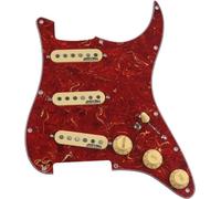 CoByda Protezione per pickup Strat precablata SSS, Alnico V, bobina singola, multi-interruttore, tipo a 7 vie, protezione per pickup completamente carico, per chitarra Fender (rosso-3)