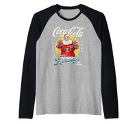 Coca-Cola Christmas Santa Holding Bottles Vintage Portrait Maglia con Maniche Raglan